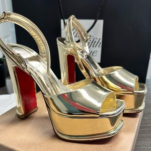 Christian Louboutins- Amali Metallic Red Sole Platform Sandal